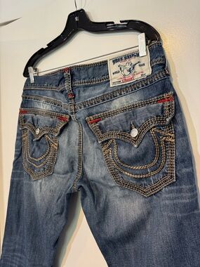 VTG True Religion MEGA T Straight Leg Jeans - Size 34 - Thick Stitch